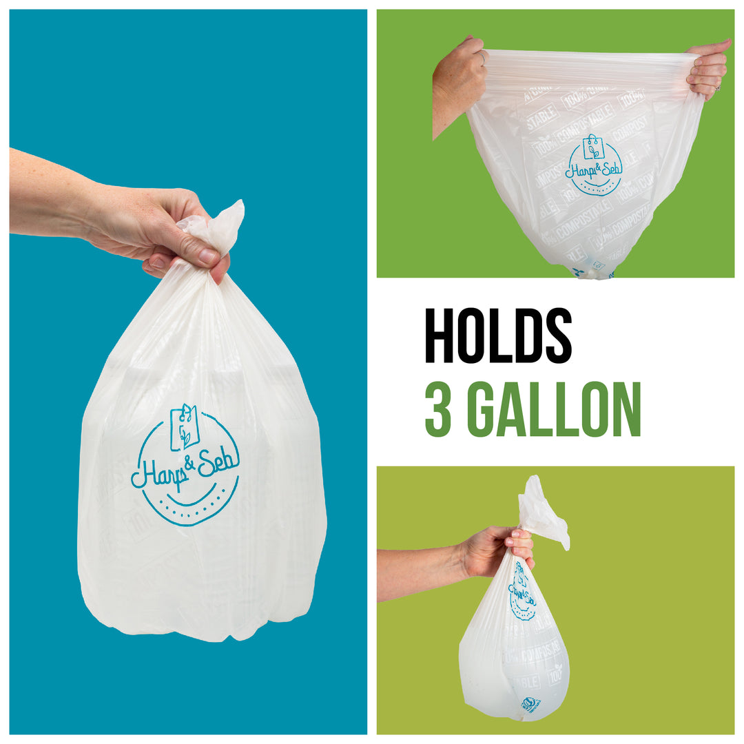 3-Gallon Compostable Trash Bags | Holds 25 bags